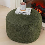 Stuffed Pouf Ottoman with High Density Foam Filler Plush Fiber Stool Foot Stool Storage Ottoman 20 * 12''Floor Pouf Foot Rest for Living Room (Green Pouf with Filler)