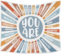 WARDOS Boho Sunshine Tapestry, You Are Inspirational Tapestry Wall Hanging, Colorful Boho Sun Positive Affirmation Wall Blanket Decor for Kids Room Nursery Playroom Classroom, 50x60 Inch (Blue)