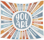 WARDOS Boho Sunshine Tapestry, You Are Inspirational Tapestry Wall Hanging, Colorful Boho Sun Positive Affirmation Wall Blanket Decor for Kids Room Nursery Playroom Classroom, 50x60 Inch (Blue)