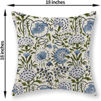 Boho Navy Blue Pillow Covers 18x18 Inch Set of 2 Blue Sage Green Floral Throw Pillows Vintage Flower Outdoor Decorative Pillow Cases Farmhouse Linen Cushion Cover Decor for Couch Sofa Decor