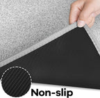 Kitchen Mat Set of 2 PCS, Cushioned Non Slip Rugs for Kitchen Floor, Absorbent Runner Comfort Standing Mats Washable for Kitchen, Office, Home (Grey-Velvet, 17.3"x47"+17.3"x30")