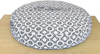 ICC Large Hippie Mandala Round Floor Pillow Cover Ottoman Pouf Cover Daybed Oversized Cotton Cushion Cover with Heavy Duty Zipper Seating Ottoman Poufs Dog-Pets Bed Black & White Flower 35" Round
