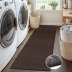 5ft Kitchen Runner Rugs Non Skid, Absorbent Small Jute Kitchen Carpet Sink Rug, Rubber Backed Indoor Enterway Runner, Deep Brown