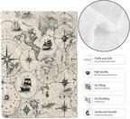 Vintage Nautical World Map Throw Blanket - 50x60in,Ultra Soft, Cozy Lightweight Flannel,Sailing Ship Retro Blankets - Gifts for Women & Adventure Lovers,for Couch Home Living Room Decor