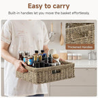 StorageWorks Pantry Baskets, Wicker Storage Baskets for Organizing, Bathroom Shelves, Pantry Organizers and Storage, Seagrass, 15½"L x 11¾"W x 4 ¾"H
