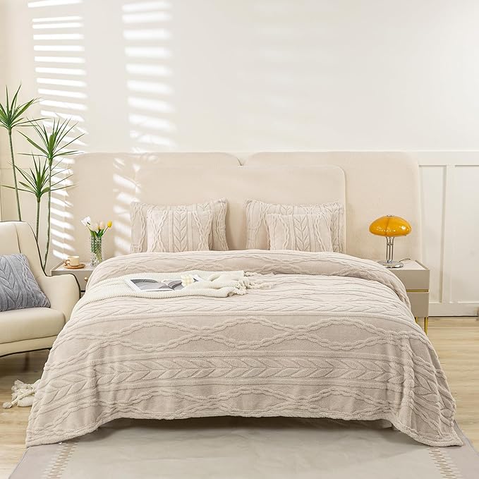 YUSOKI Twin XL Blanket Single Layer,Weight(3.1lb),370GMS-3D Stylish Design for Gift Home Decor (Linen,65"x90")
