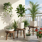Wood Plant Stands Indoor, 3-Pack Single Plant Stand for 6-12 Inch Pots, Mid-Century Modern Plant Stool, Tall Wooden Plant Stand for Large Plants Perfect Fit for Living Room, Balcony, Office(Dark Brown)