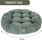 Large Floor Pillow for Adults, 22x22" Memory Foam Floor Cushion with Corduroy Cover, Round Floor Sitting Cushions for Meditation, Lounge,Seating for Yoga, Tatami Living Room (2, Round-Dark Green)
