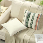 FUTEI Green Decorative Throw Pillow Covers 18x18 Inch Set of 2, Soft Tufted Striped Textured Accent Cushion Case,Boho Pillows for Couch Decor