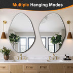 Delma Irregular Wall Mirror, 36"x24" Asymmetrical Wavy Cloud Design, Frameless Decorative Mirror for Bathroom, Bedroom, Living Room & Entryway, Modern Boho Wall-Mounted