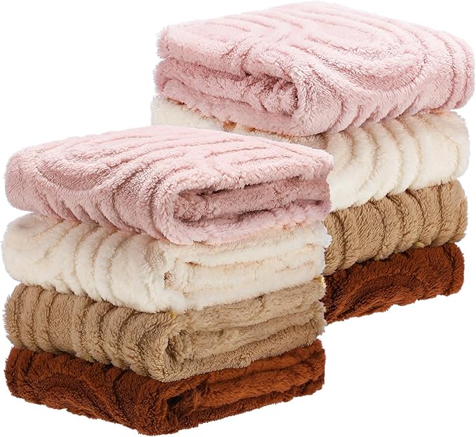 8 Pcs 3D Boho Baby Blanket for Girls Boys Fluffy Toddler Blanket Soft Warm Newborn Toddler Receiving Crib Stroller Blankets Infant Gift for Baby Shower, 32" x 24" (Rainbow)