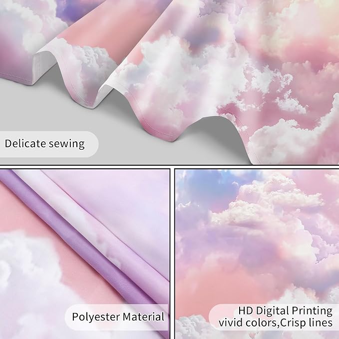 HVEST Pink Cloud Tapestry Blue Sky Abstract Cloud Pink Aesthetic Tapestry for Bedroom Living Room Cute Room Decoration for Women Girls Room Dorm Apartment, 80x60 Inches