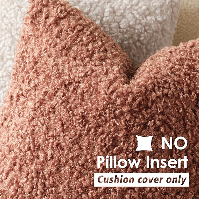 Foindtower 2 Pieces 24x24 Inch Dusty Pink, Faux Fur Throw Pillow Cover Accent Sherpa Furry Pillow Covers Fuzzy Soft Pillowcases Cozy Sheepskin Decorative Fleece Cushion Case for Bed Couch Living Room