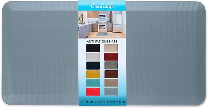 ComfiLife Anti Fatigue Floor Mat – 3/4 Inch Thick Perfect Kitchen Mat, Standing Desk Mat – Comfort at Home, Office, Garage – Durable – Stain Resistant – Non-Slip Bottom (20" x 39", Denim)