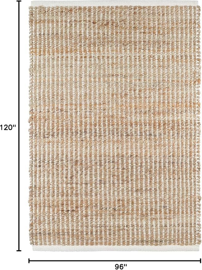 S & L Homes Jute Pulse Handwoven Natural Area Rug for Living Room Bedroom Kitchen Hallway Entryway- Rustic Vintage Farmhouse Decor - (8' x 10' Natural Ivory)