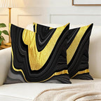 Black and Gold Marble Texture Throw Pillow Covers 18x18 Inch Set of 2, Decorative Gold and Black Grey Modern Boho Art Pillow Covers for Office Couch Sofa Bedroom Living Room Farmhouse Home Decor