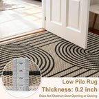 2x6 Kitchen Runner Rug for Hallways Outdoor Rug Easy Jute Rug Washable Low-Pile Non-Slip Area Rug Indoor Outdoor Carpet for Bedside Laundry Entryway Porch Long Door Mat Black Rainbow Floor Mats