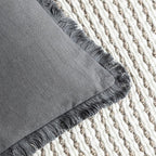 Foindtower Set of 2 Decorative Linen Fringe Throw Pillow Covers Cozy Boho Farmhouse Cushion Cover with Tassels Soft Accent Pillowcase for Couch Sofa Bed Living Room Home Decor, 24×24 Inch, Gray