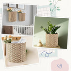 Chunful 2 Pcs Seagrass Hanging Wicker Basket, Natural Wicker Decorative Baskets, Handmade Woven Storage Organizer for House Garden Wedding Wall Decorations, Large & Small Size