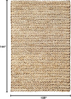 Dash and Albert Jute Area Rug - 8.5 X 11.5 Neutral Solid Handwoven Accent Rug - Durable, Eco-Friendly, High Traffic Areas Hallway, Bedroom, Stairs - Premium Luxury Hotel Quality Soft Breathable