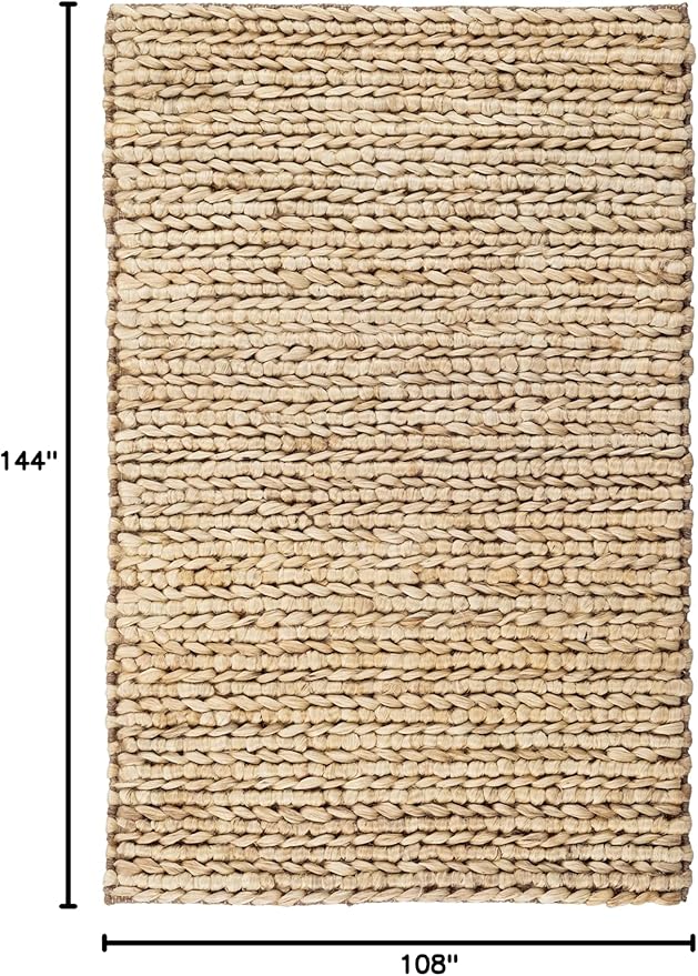Dash and Albert Jute Area Rug - 8.5 X 11.5 Neutral Solid Handwoven Accent Rug - Durable, Eco-Friendly, High Traffic Areas Hallway, Bedroom, Stairs - Premium Luxury Hotel Quality Soft Breathable