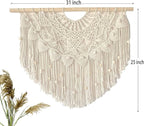 Youngeast Large Macrame Wall Hanging Boho Beaded Curtain for Window Macrame Bedroom Headboard Living Room Wall Art Tassel Tapestry Bohemian Woven Wall Decor 31" W X 25" H (Beige)