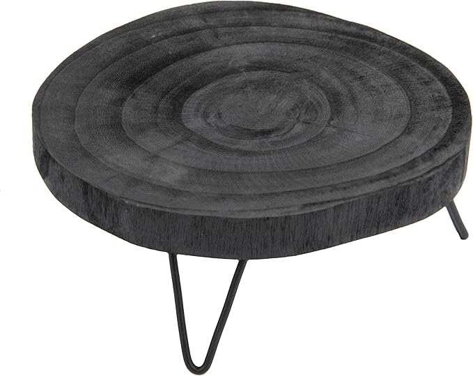 Creative Co-Op Decorative Paulownia Wood Pedestal, Black
