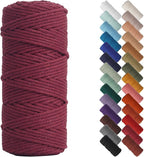 NOANTA Wine Red Macrame Cord 3mm x 109yards, Colored Macrame Rope, Cotton Rope Macrame Yarn, Colorful Cotton Craft Cord for Wall Hanging, Plant Hangers, Crafts, Knitting