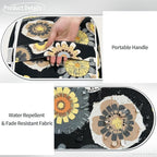 Indoor/Outdoor Inflatable Ottoman D21 x H9 inch, Round Footstool Inflatable Foot Rest Ottomans with Handle,Portable Ottoman Pouf for Patio, Garden, Camping, Home,Black Yellow Crosby