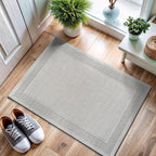 CAMILSON Easy Jute Rug 2x3, Indoor Outdoor Off-White Color Fiber Area Rugs for Entry, Living Room and Kitchen Rug, Bordered Boho Woven Design, Easy-Cleaning, Washable Outside Carpet (2 x 3)