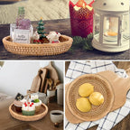 Hipiwe Small Woven Wicker Basket - 7.6" Round Entryway Organizer for Keys, Wallet, Cell Phone & Snacks