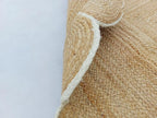 Scalloped Natural Jute Area Rug, Off White Trim 5'x7'