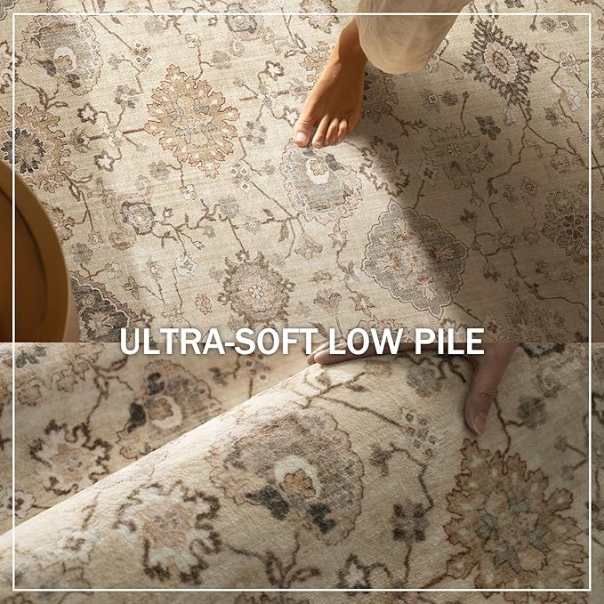 Machine Washable Hallway Runner Rug: 2'6"x8' Kitchen Rugs Stain Resistant Non Slip Low Pile Soft Carpet Runners for Hallways Indoor Entryway Kitchen Beside Bedroom Bathroom Farmhouse