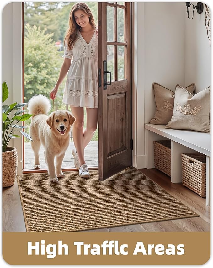 Color&Geometry Handwoven Jute Entry Rug - Natural Textured Front Door Mat 24"x36", Non-Slip Durable & Eco-Friendly Doormat for High-Traffic Entrance, Rustic Farmhouse Welcome Mat, Sisal Brown