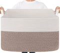 Goodpick 85L Large Woven Basket 23.6" x 15.7" x 13.8" Cotton Rope Storage Organizer for Blankets Dirty Clothes, Rectangle Toy Storage Basket for Nursery Home Decor, Brown