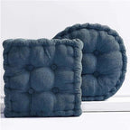 Meditation Floor Pillow 2 Pack Large Square and Round Floor Cushions for Adults Blue Corduroy Floor Seat Pillows Cushion for Living Room Balcony Tatami Yoga,18x18 Inch