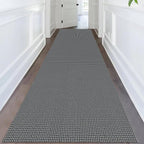 KOZYFLY Extra Long Runners for Hallways 3x14 ft Washable Kitchen Runner Non Slip Rubber Backed Hallway Rug Cotton Entryway Runner Rug Floor Carpet for Indoor Hall, Kitchen, Stair, Grey/Dark Grey