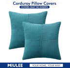 MIULEE Teal Decorative Throw Pillow Covers 18x18 Inch for Couch Bed Sofa Pack of 2 Boho Farmhouse Throw Pillows Soft Cross Corduroy Patchwork Textured Cushion Cases