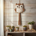 ACEDSGN Macrame Owl Wall Hanging Boho Hippy Decor, Handmade Tapestry Fiber Art Wall Decor for Nursery Bedroom Living Room, Sustainable Gift for Owl Lovers & Nature Fans