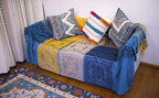 AIVIA Bohemian Throws Blanket, Chenille Woven Colorful Recliner Chair Couch Throw Futon Furniture Cover Sofa Slipcover Bed Blanket w/Boho Fringe - 87" x 103" Large Oversized, Teal Yellow