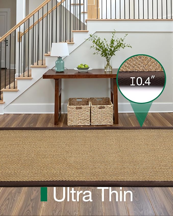 LUMI 3x8 Sisal Runner Rug Non Slip for Hallway, Natural Rustic Carpet No Shedding, Farmhouse Braided Area Mat Indoor High Traffic for Living Room, Entryway, Kitchen, Laundry