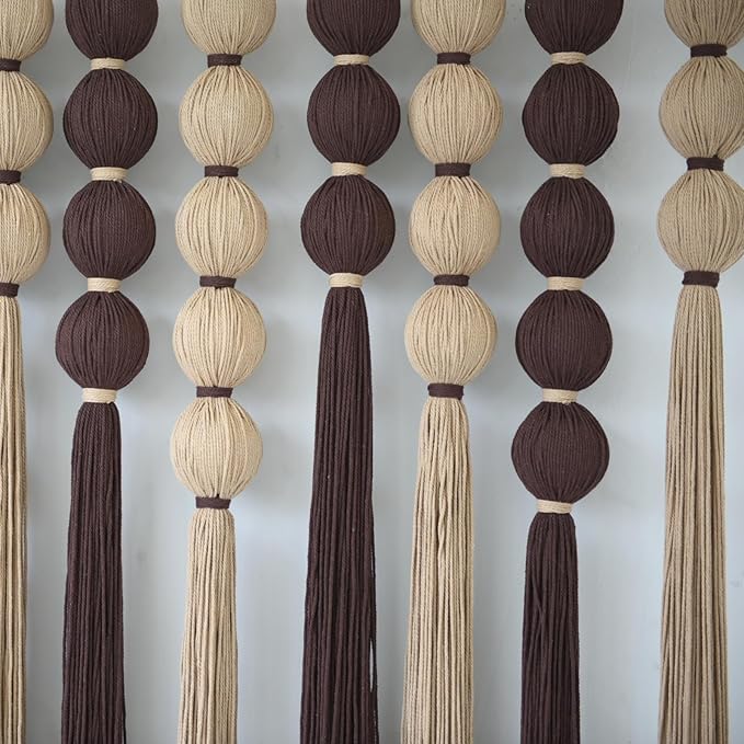 IOWER Macrame Wall Hanging Large Boho Wall Decor Natural Brown Khaki Sphericity Cotton Textile Fiber Yarn Wall Art Handmade For Livingroom Bedroom Wedding Party 39" Wx39 L