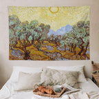 Van Gogh Olive Trees Tapestry Wall Hanging, Vintage Art Wall Decor for Bedroom, Dorm, Living Room, Aesthetic Polyester Tapestry with Hanging Accessories,40x60 Inch