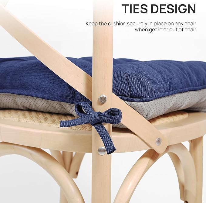 Love's cabin Memory Foam Chair Cushions Set of 4, 15.5"x15.5"x3.5" Indoor & Outdoor Seat Pads for Dining, Kitchen, Office, Patio Chairs - Navy Blue