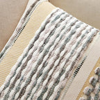 ANRODUO Pack of 1 Boho Decorative Throw Pillow Covers 18x18 Farmhouse Cushion Case Striped Chenille Pillow Cases Square Pillow Covers Accent Neutral Pillowcase for Sofa Couch Bed, Gray Blue Stripe