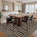 Beevia Striped 5x7 Black Jute Rug, Washable Outdoor Indoor Carpet for Living Room Dining Room, Farmhouse Modern Non-Slip Non-Shedding Rug for Patio Deck Porch Decor (Black, 5x7ft)