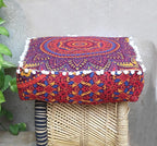 CRAFT KALA Large Hippie Mandala Meditation Floor Ottoman Pillow Cushion Pouf Cover Square Poufs Bohemian Circle Floor Cushion Case Outdoor Fireplace Yoga Living Room Decor Cover New Orange, 18" Square