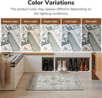 Lessymo Washable 2×3 Small Area Rugs for Entryway Bathroom, Soft Kitchen Rug Non-Slip Carpet Indoor Door Mat for Floor, Vintage Boho Low Pile Rugs for Entry Bedroom Nursery Home, Grey/Brown