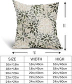 Olive Green Dahlia Throw Pillow Covers 16x16 Inch Rustic Geometric Flower Decorative Square Pillow Cases Beige Tan Gray Floral Cushion Covers Farmhouse Home Decor For Sofa Couch Outdoor Set of 2