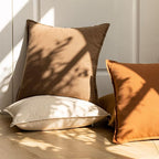 Foindtower Pack of 2, Decorative Linen Soild Throw Pillow Covers Soft Accent Cushion Case Boho Farmhouse Neutral Pillowcase for Chair Couch Sofa Bedroom Living Room Home Decor 16 x 16 Inch Light Brown
